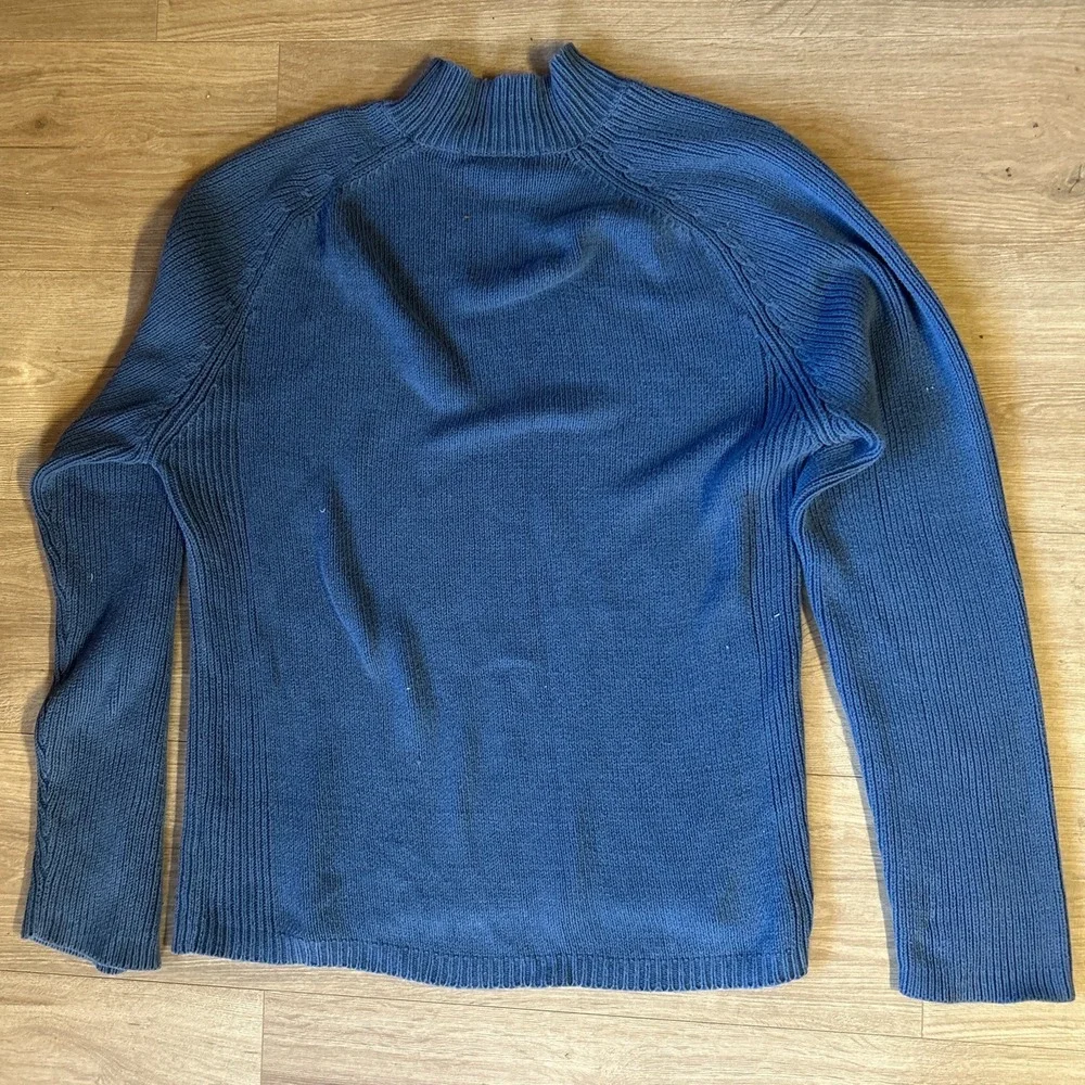Reaction Kenneth Cole Mens Blue Mock Neck Ribbed Knit Cotton Blend Sweater XL